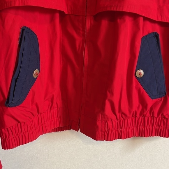 VTG 90s Jacket Gear Sports Boating Large Red Navy Blue Long Sleeve Windbreaker - Picture 4 of 14